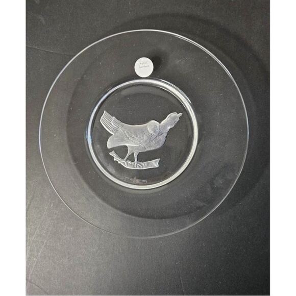Val St Lambert Intaglio Cut Glass Game Birds 3 designs Belgian Crystal plates 8" - Picture 3 of 6